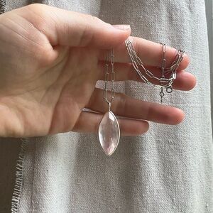 Thanks Dad - Rose Quartz Crystal Pendant set in Sterling silver Catbird Necklace